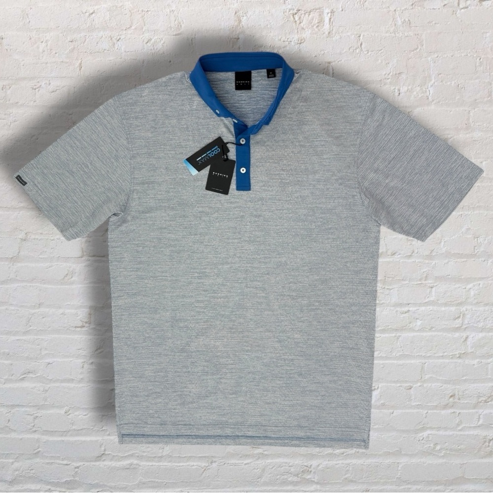Dunning Golf Polo Shirt Men’s XL Seaport Blue White Coolmax Performance NEW - Picture 4 of 10